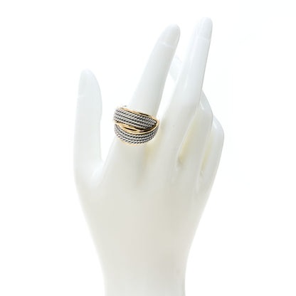 David Yurman Sterling Silver 18K Yellow Gold Origami Crossover Ring 58 8.25 2 of 5