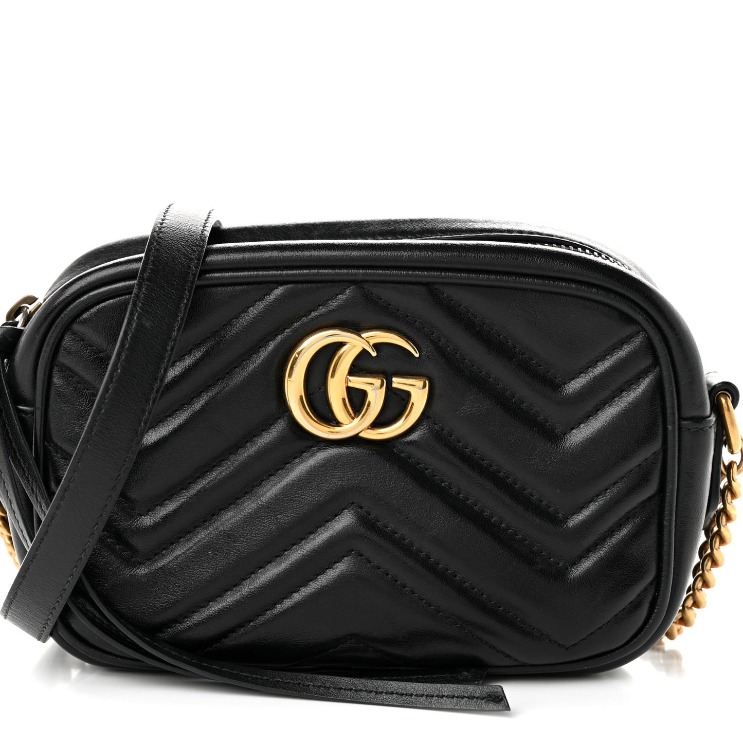 Calfskin Matelasse Mini GG Marmont Chain Shoulder Bag Black