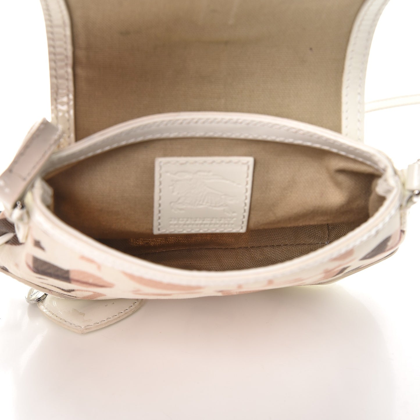Patent Heart Print Supernova Check XS Aspley Crossbody White