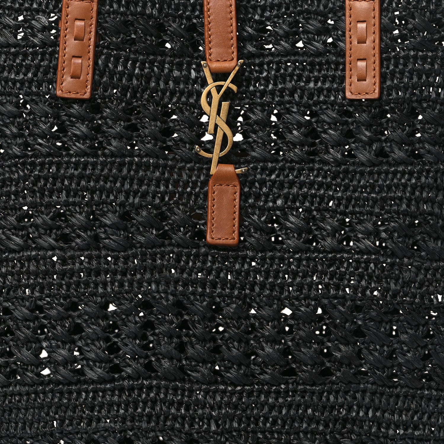 Saint Laurent Raffia Calfskin Medium Panier Tote Black 8 of 11