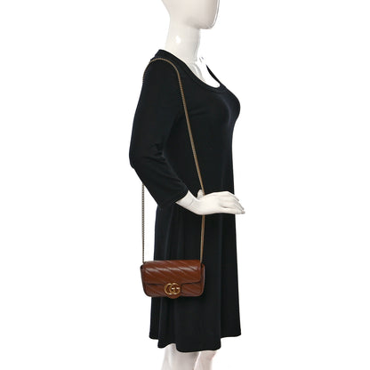 Gucci Azalea Calfskin Matelasse Diagonal Super Mini GG Marmont Shoulder Bag Cuir 2 of 11