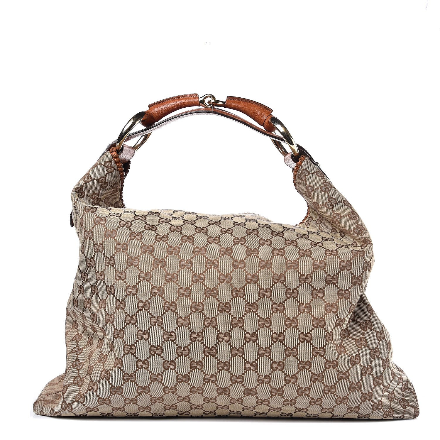 Gucci Monogram Large Horsebit Chain Hobo Brown 1 of 8