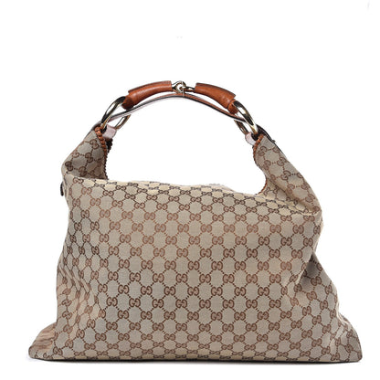 Gucci Monogram Large Horsebit Chain Hobo Brown 1 of 8