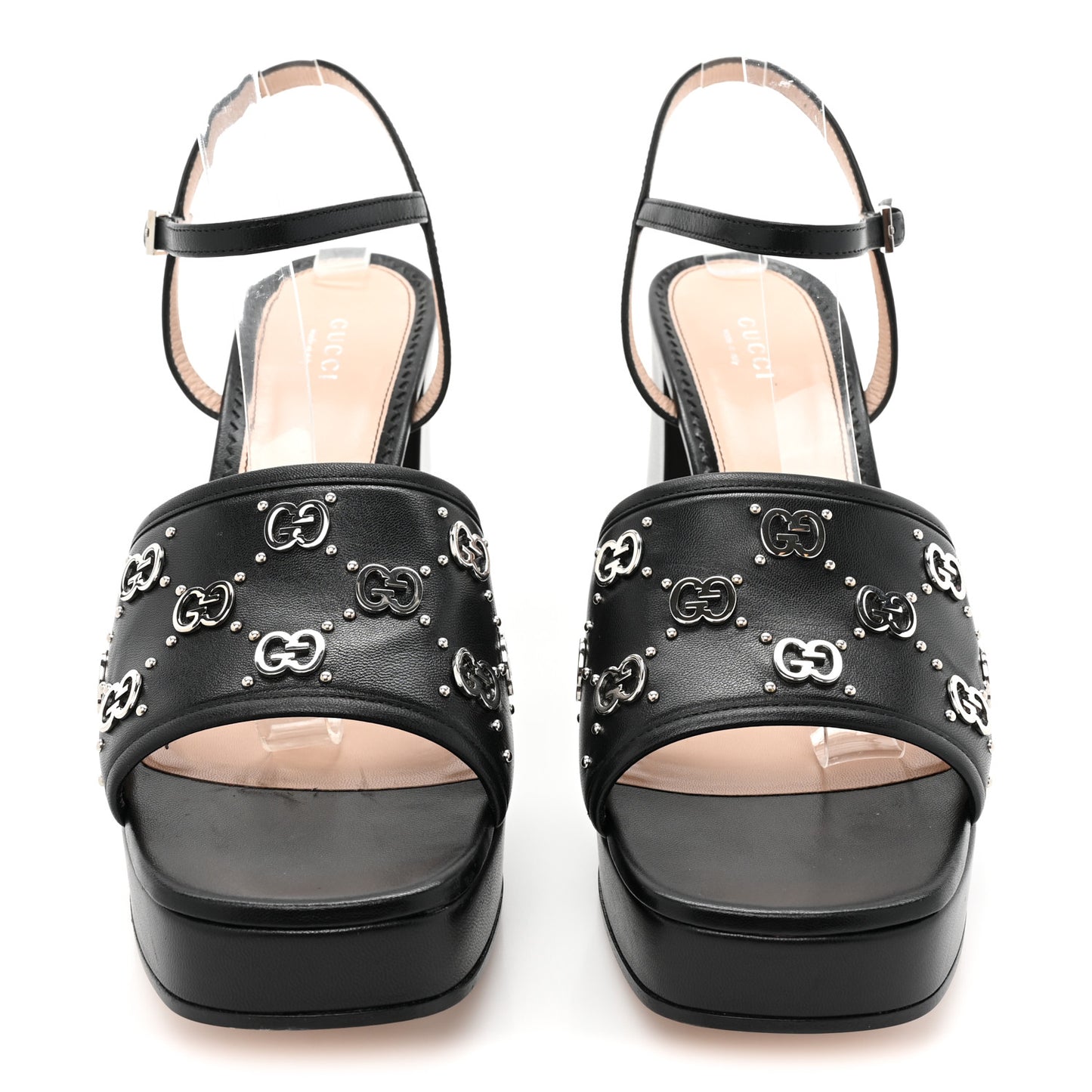 Malaga Kid Interlocking G Studs 25/85mm Platform Sandals 41 Black