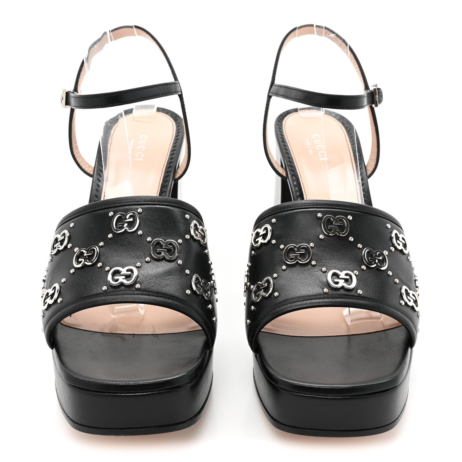 Gucci Malaga Kid Interlocking G Studs 25/85mm Platform Sandals 41 Black 2 of 10