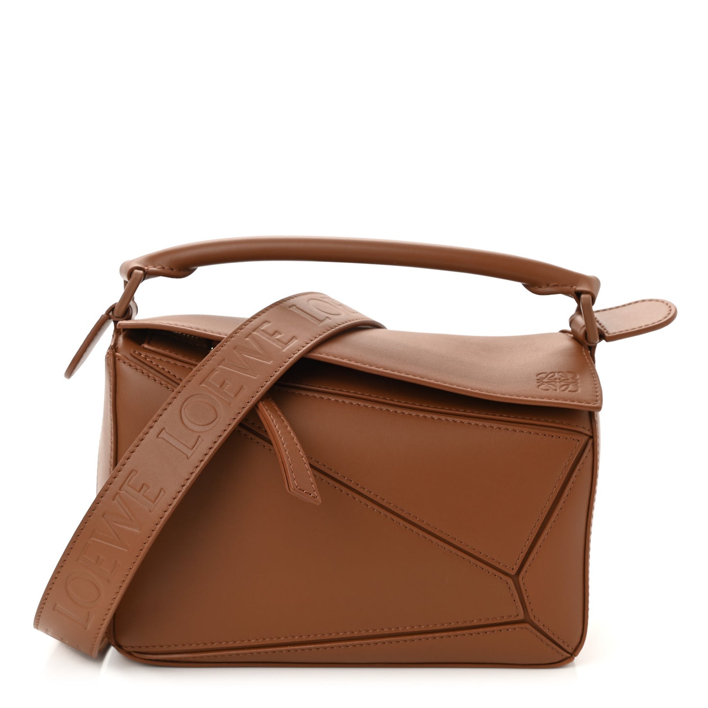 Satin Calfskin Small Puzzle Bag Pecan