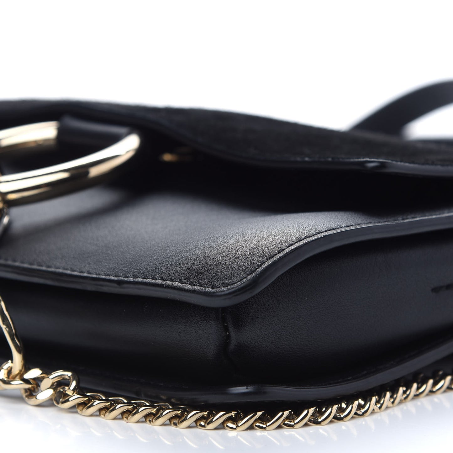 Suede Calfskin Small Faye Shoulder Bag Black