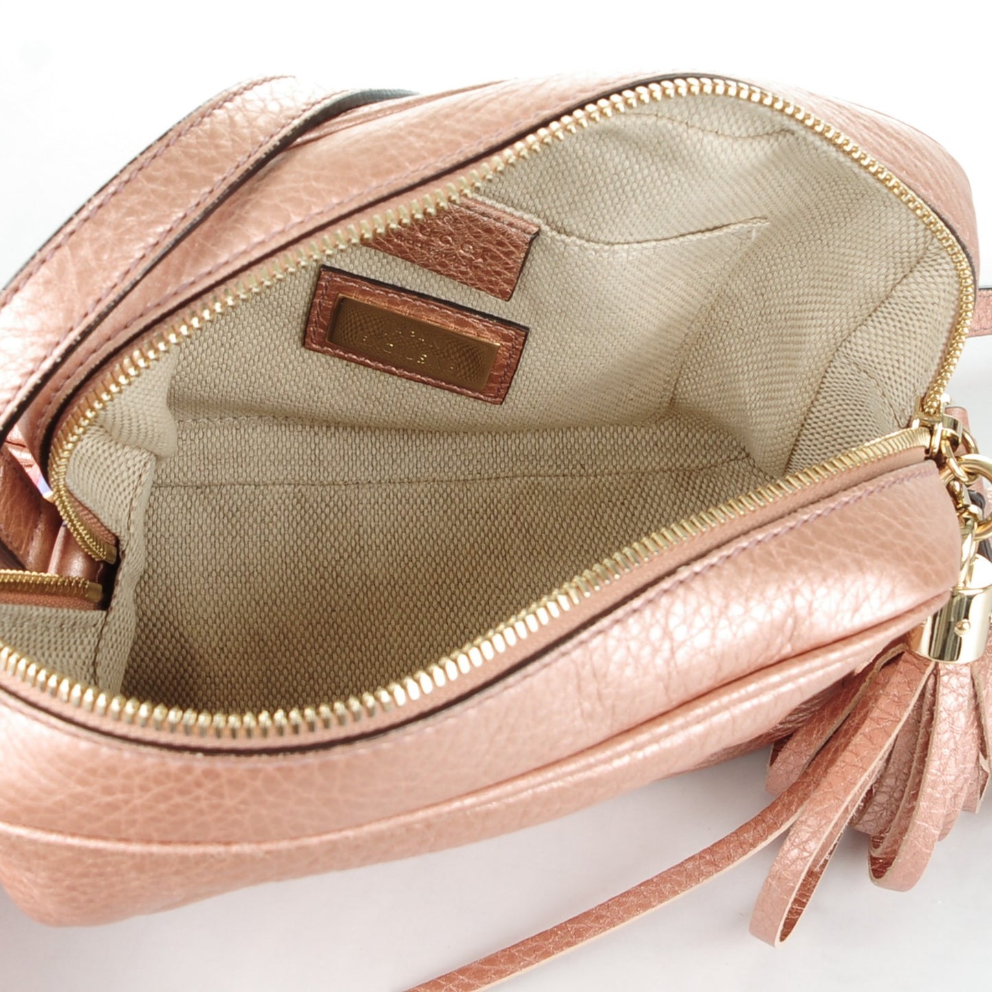 Metallic Pebbled Calfskin Small Soho Disco Bag Pink