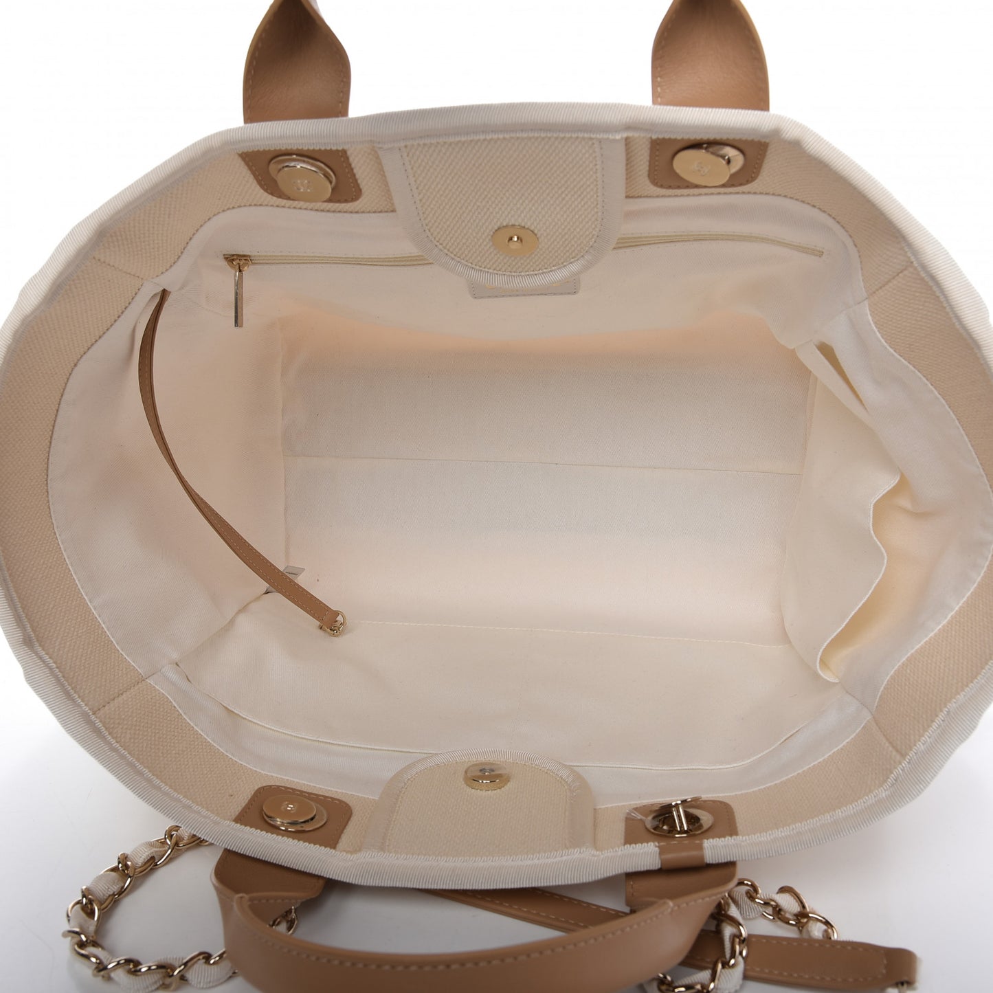 Canvas Pearl Medium Deauville Tote Ecru Beige