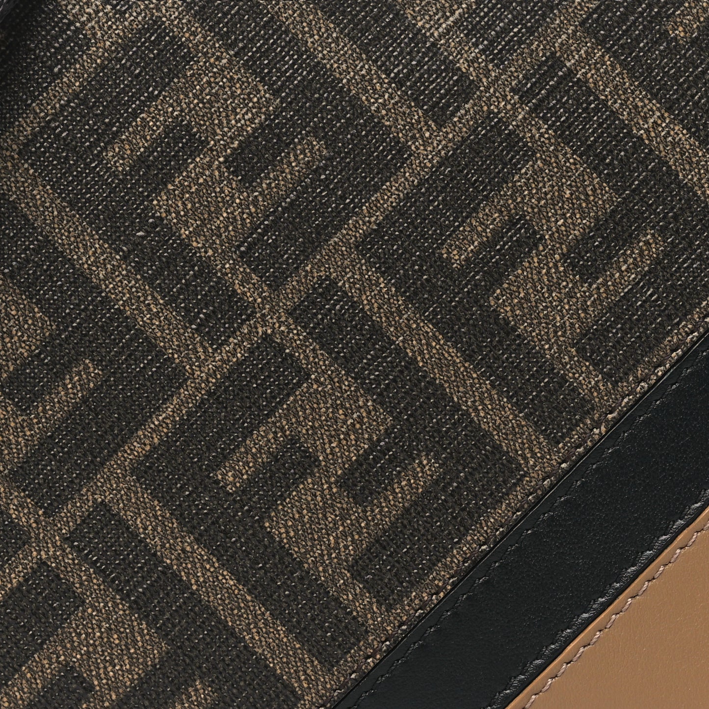 Glazed Fabric Vitello Liberty FF 1974 Diagonal Small Camera Case Tobacco Sand Black