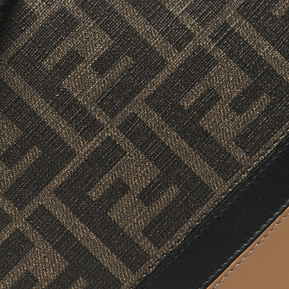Fendi Glazed Fabric Vitello Liberty FF 1974 Diagonal Small Camera Case Tobacco Sand Black 7 of 10