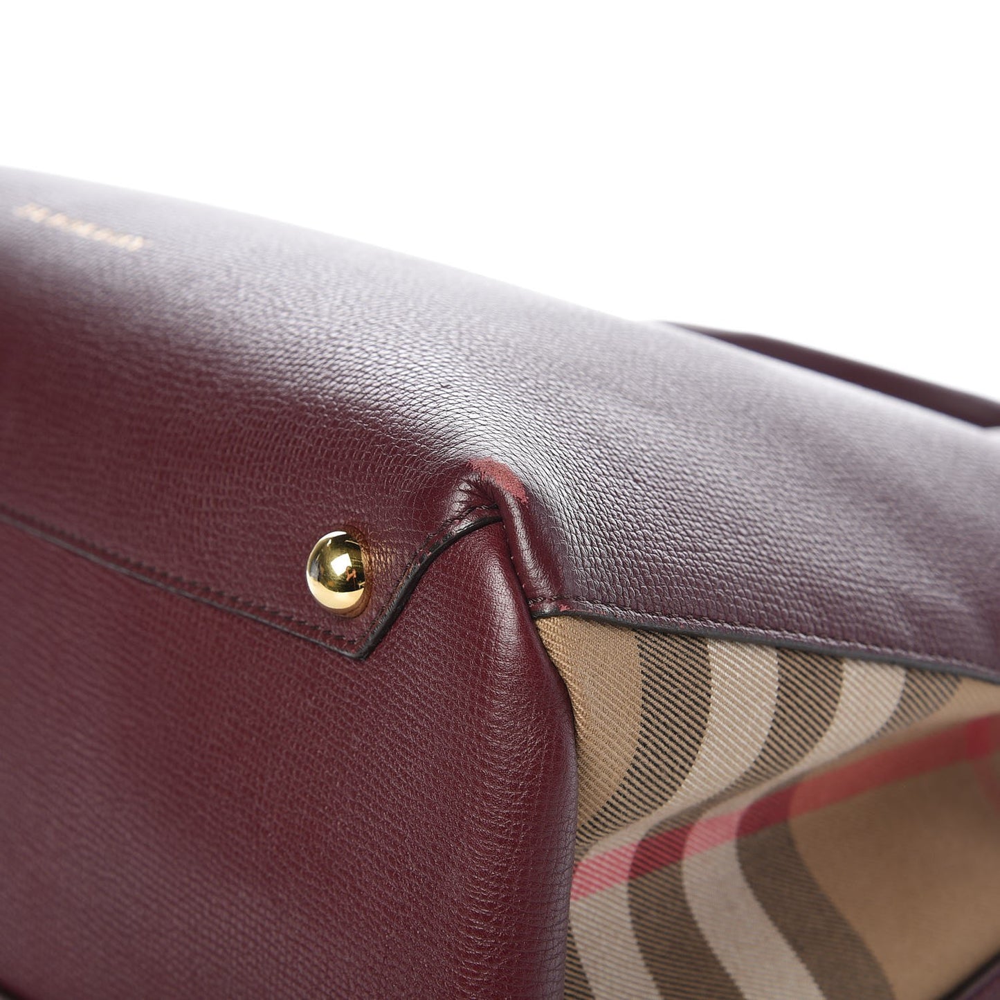Grainy Calfskin House Check Medium Banner Tote Mahogany Red