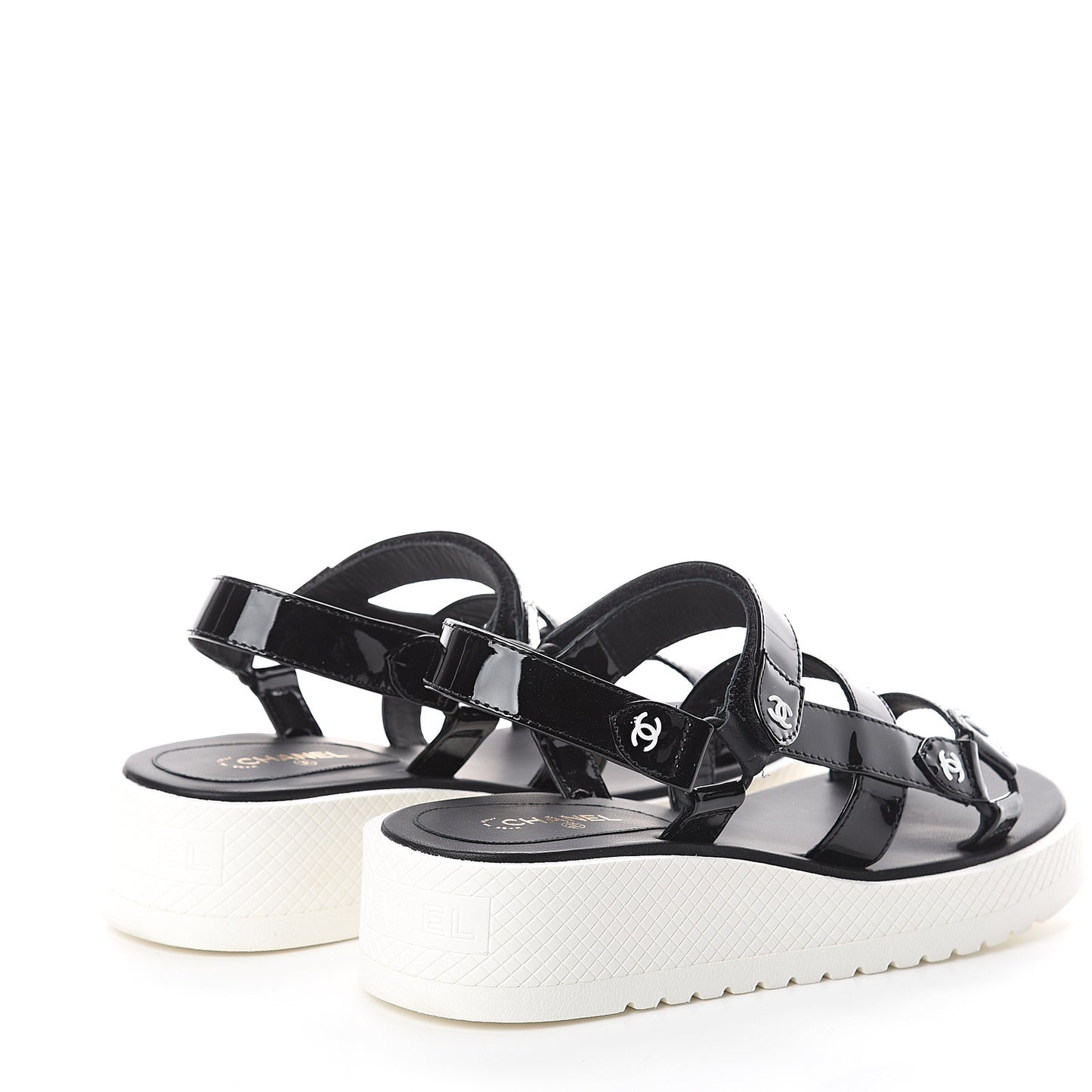 Patent CC Platform Sandals 38 Black