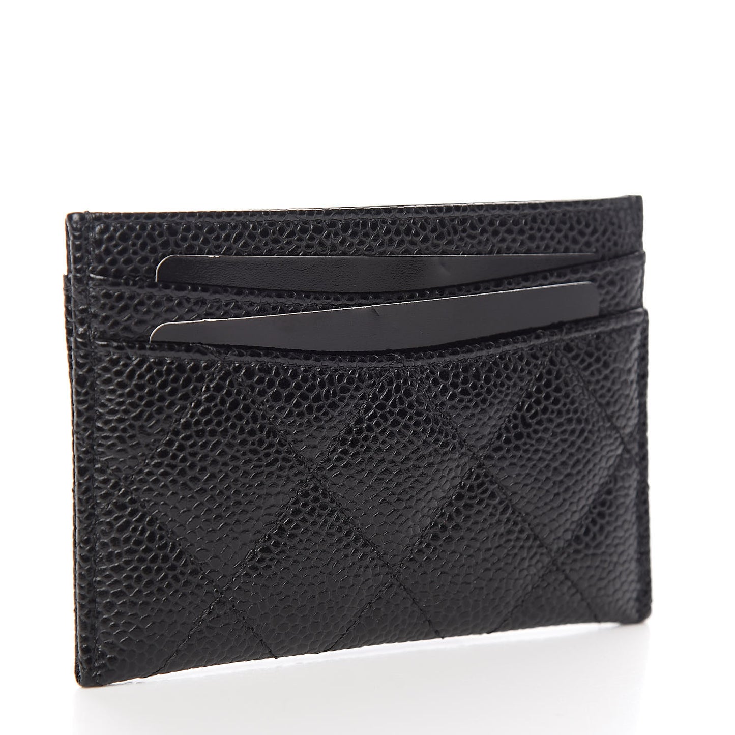 Caviar Quilted Card Holder Black