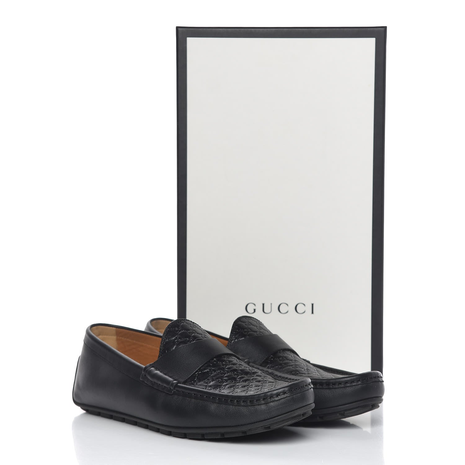 Gucci Guccissima Calfskin Mens Driver Loafers 7 Black 19 of 19