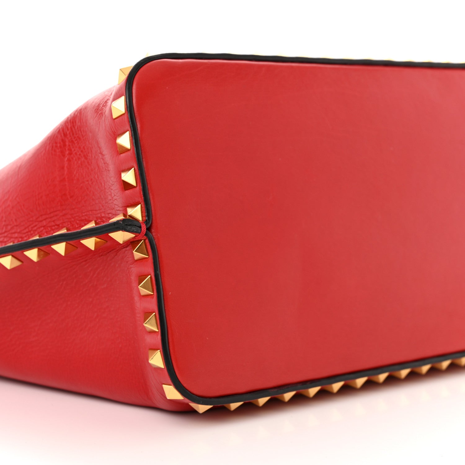 Valentino Garavani Grainy Calfskin Medium Rockstud Hype Tote Red 8 of 13
