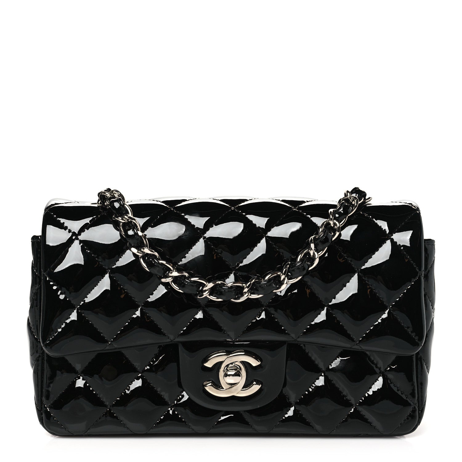 Chanel Patent Calfskin Quilted Mini Rectangular Flap Black 1 of 10
