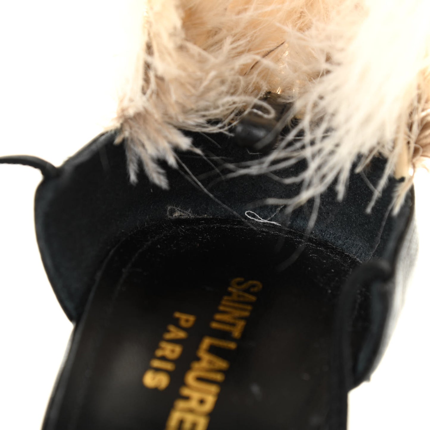 Feather Embellished Calfskin Talitha Ankle-Wrap Sandals 36 Black White