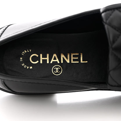 Chanel Lambskin Quilted CC Turnlock Loafers 38 Black 7 of 12