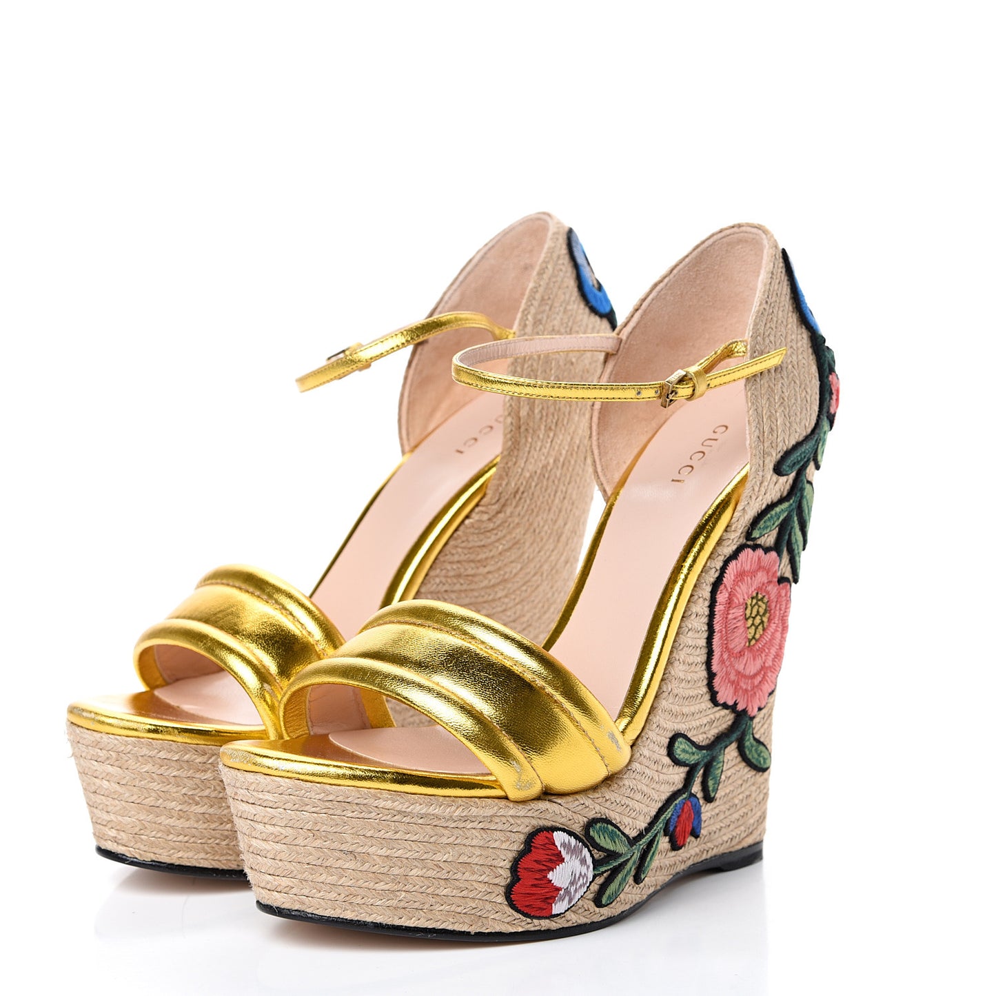 Metallic Nappa Ophelia Espadrille Platform Wedge Sandals 40 Oro Vecchio