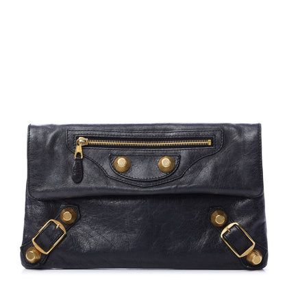 Balenciaga Agneau Giant 21 Gold Hardware Envelope Clutch Black 1 of 10