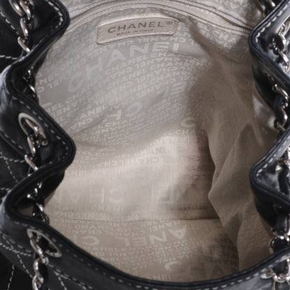 Chanel Lambskin Contrast Stitch Shoulder Bag Black 5 of 7