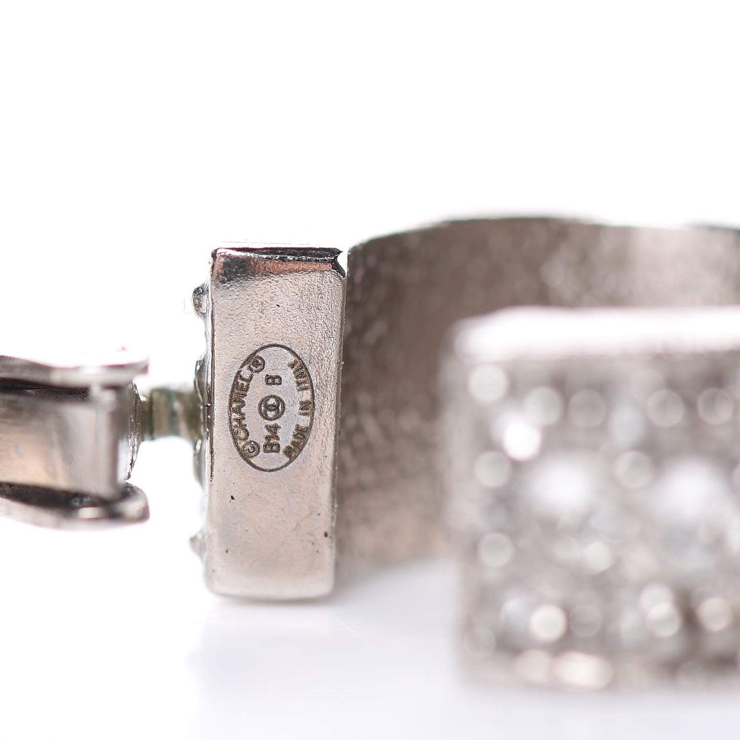 Crystal CC Hoop Clip On Earrings Silver