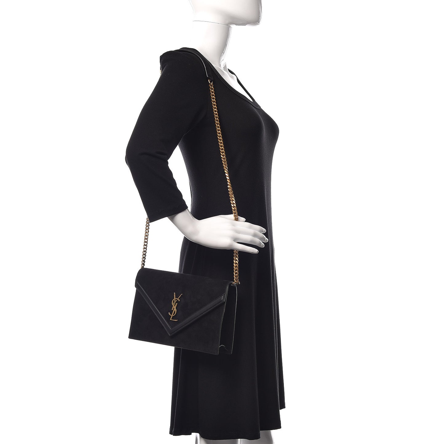 Suede Calfskin Monogram Le Sept Chain Bag Black