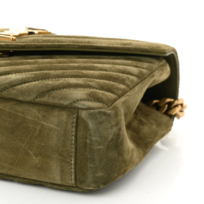Saint Laurent Suede Matelasse Chevron Monogram Medium College Bag Loden Green 10 of 10