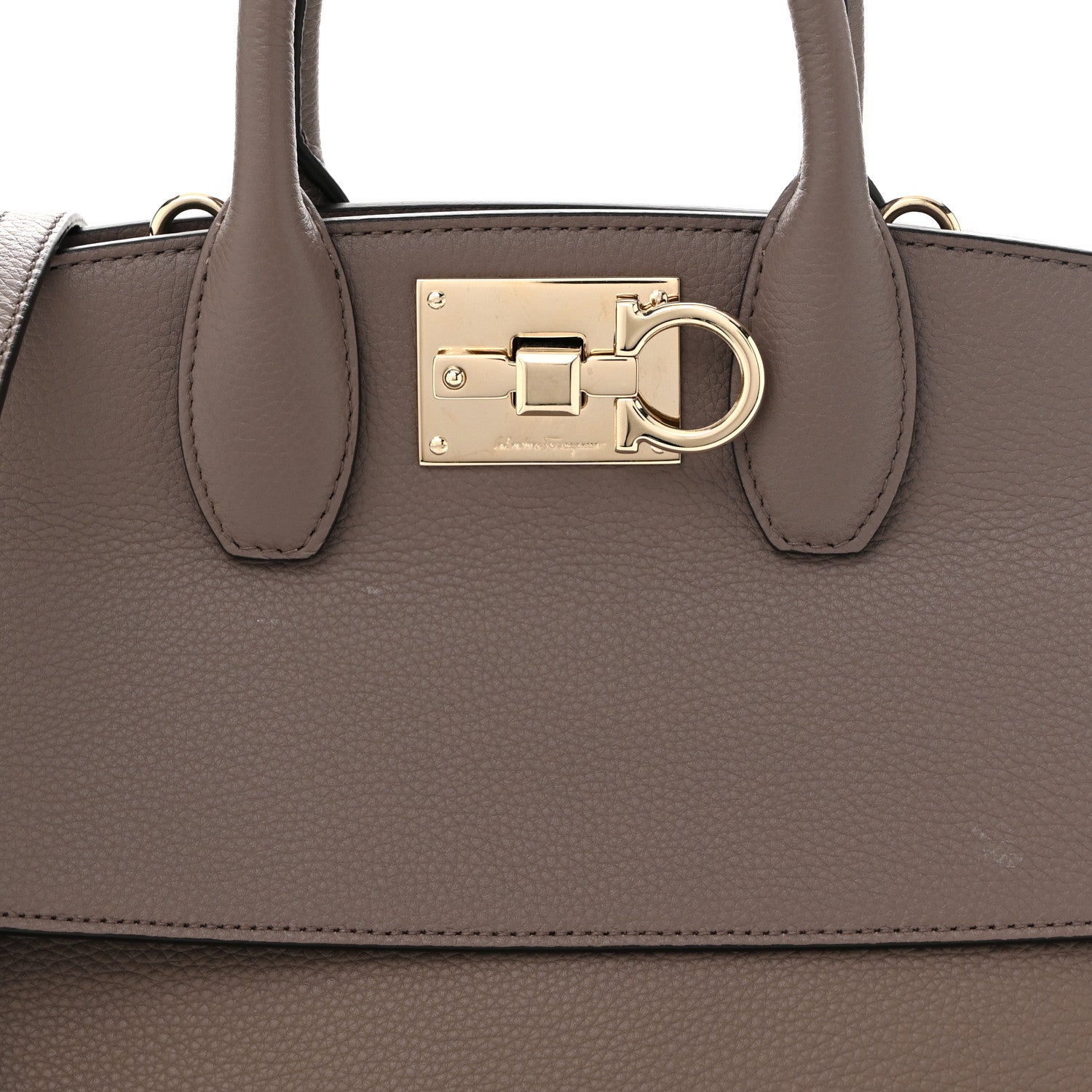 Salvatore Ferragamo Hammered Calfskin Medium Studio Bag Caraway Seed 7 of 10