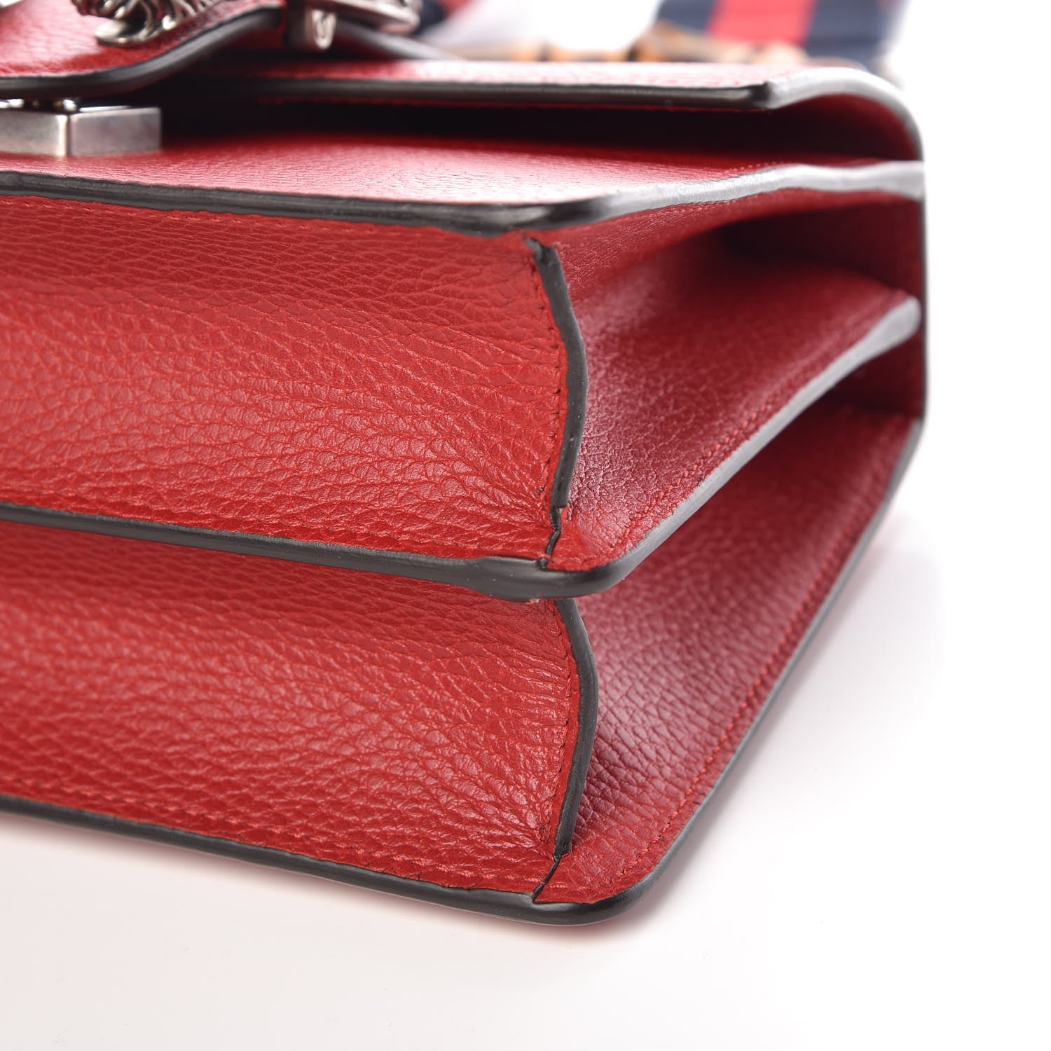 Gucci Dollar Calfskin Crystal Web Mini Dionysus Bamboo Top Handle Bag Hibiscus Red 10 of 10