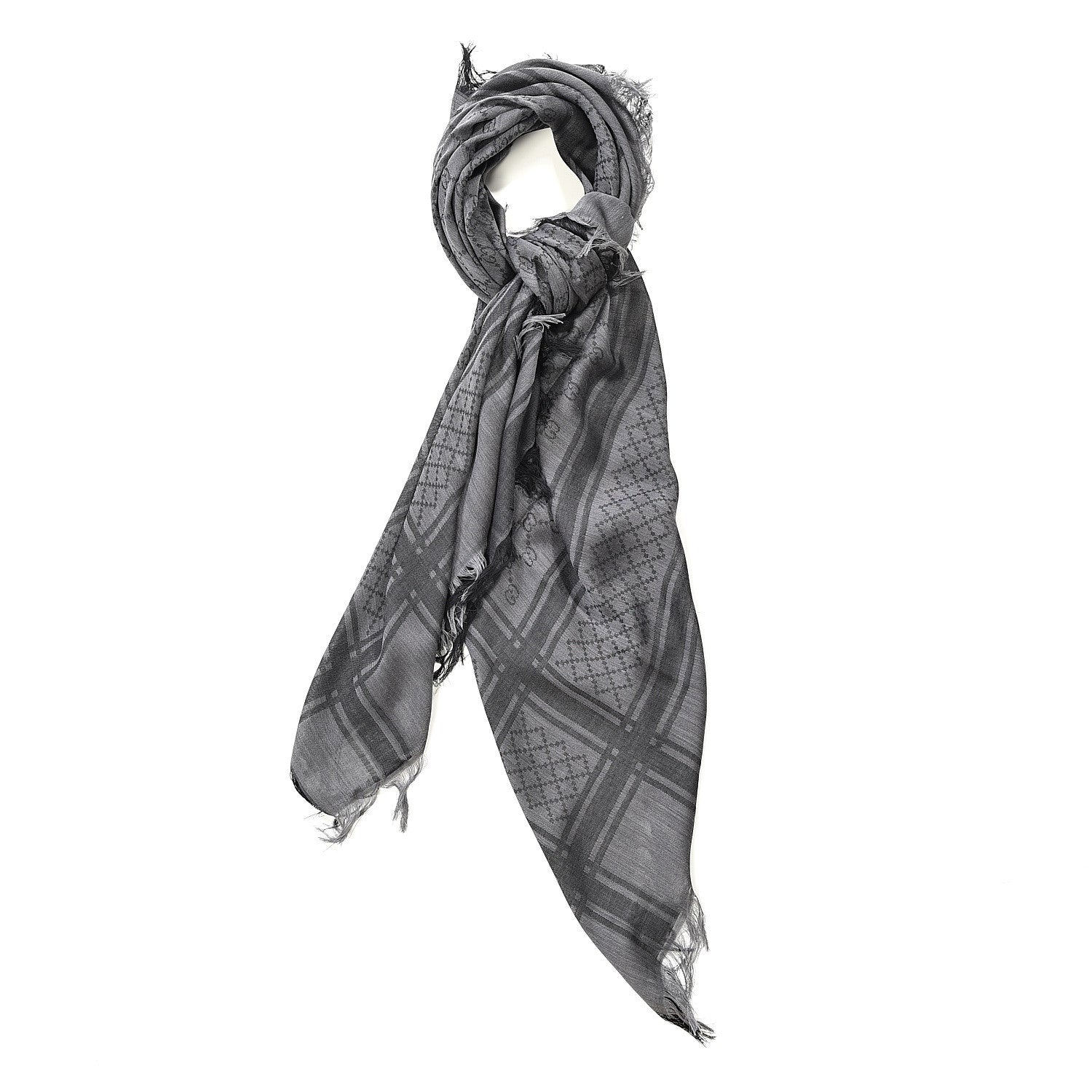Gucci Wool Silk Diamante Monogram Shawl Black 3 of 3