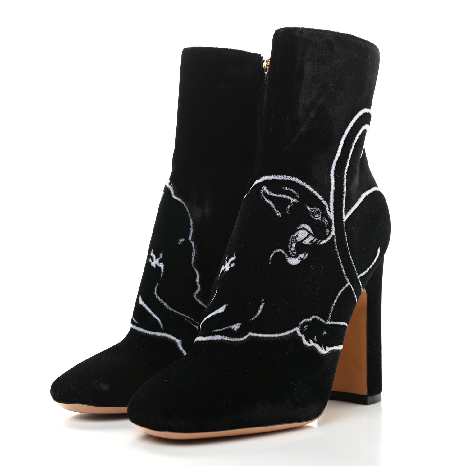 Valentino Garavani Velvet Panther Embroidered Ankle Boots Black 39 3 of 12