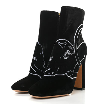 Valentino Garavani Velvet Panther Embroidered Ankle Boots Black 39 3 of 12