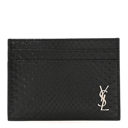 Saint Laurent Snakeskin Monogram Credit Card Case Black 1 of 8
