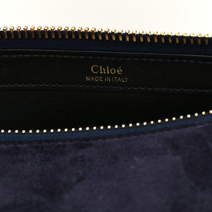 Chloe Suede Calfskin Braided Large Marcie Double Carry Navy 6 of 11