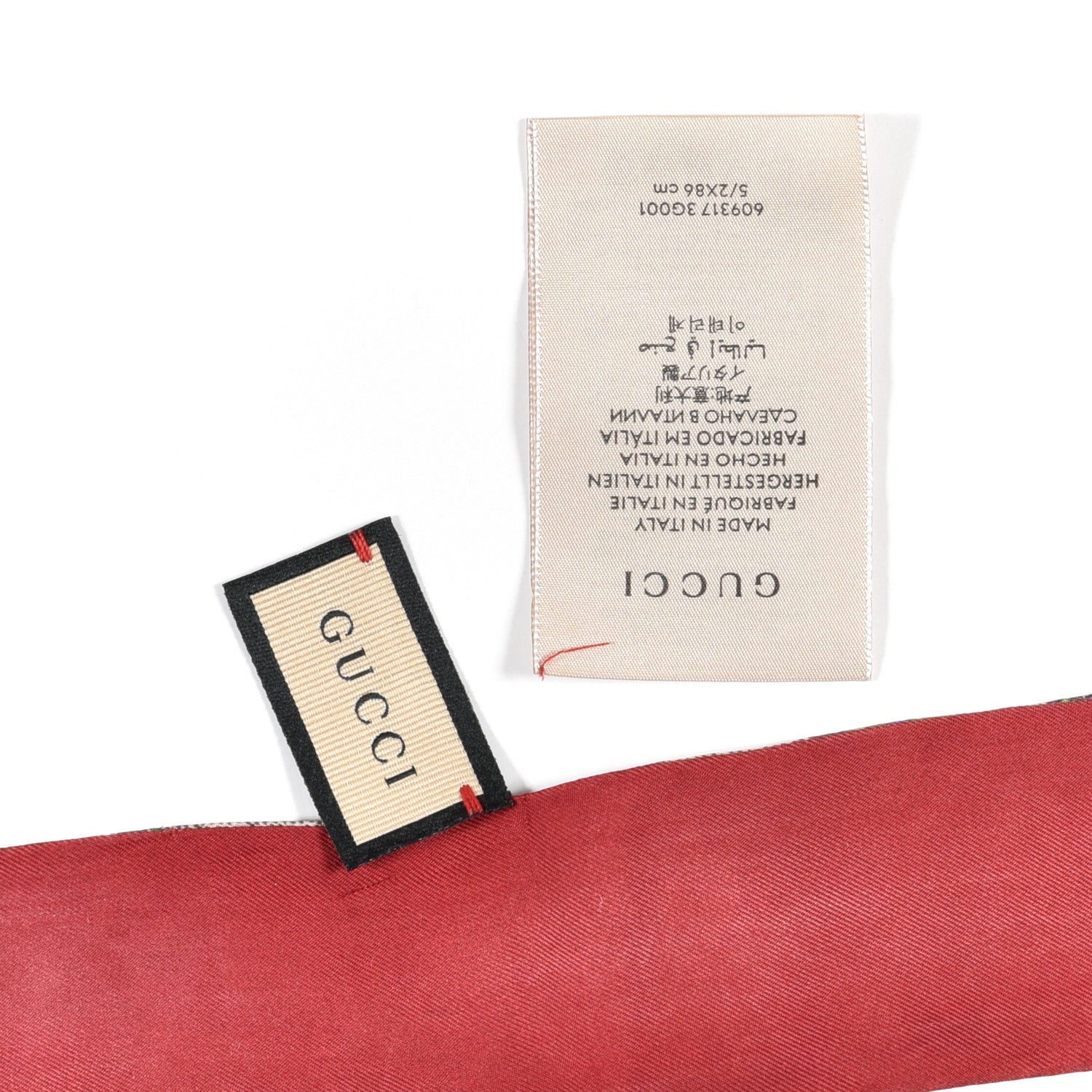 Gucci Silk Twill GG Monogram Special Flory Neck Bow Scarf Beige Red 6 of 6