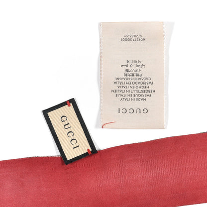 Gucci Silk Twill GG Monogram Special Flory Neck Bow Scarf Beige Red 6 of 6