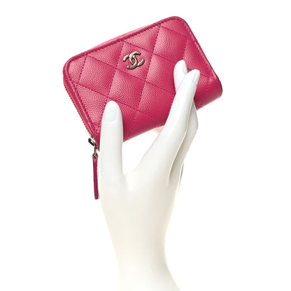 Chanel Caviar Quilted Zip Coin Purse Dark Pink 2 of 8