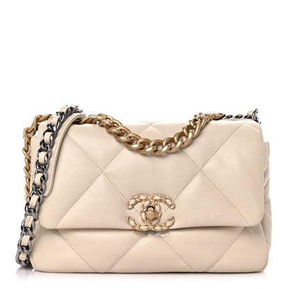 Chanel Lambskin Quilted Medium Chanel 19 Flap Light Beige 1 of 11