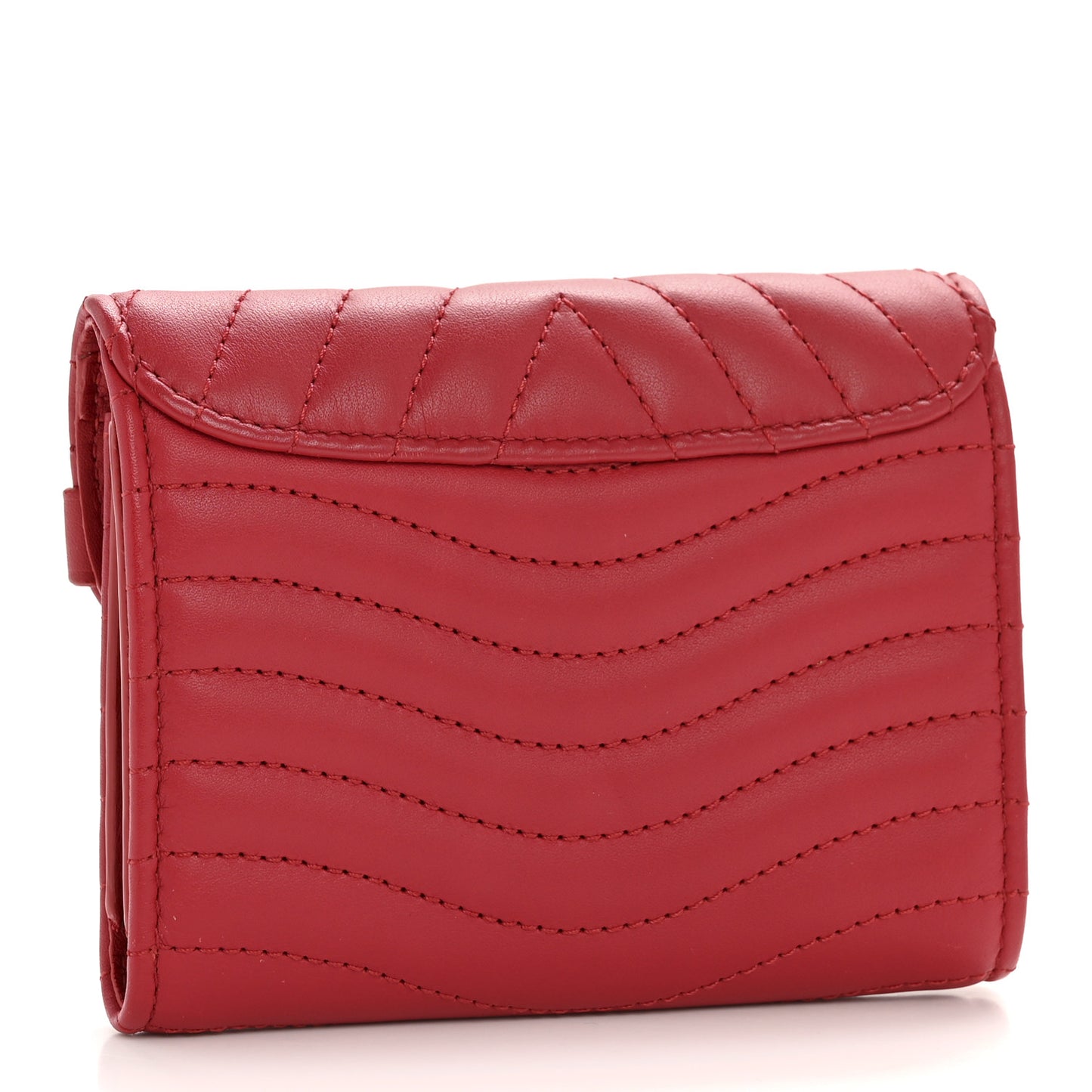 Calfskin New Wave Compact Wallet Rouge