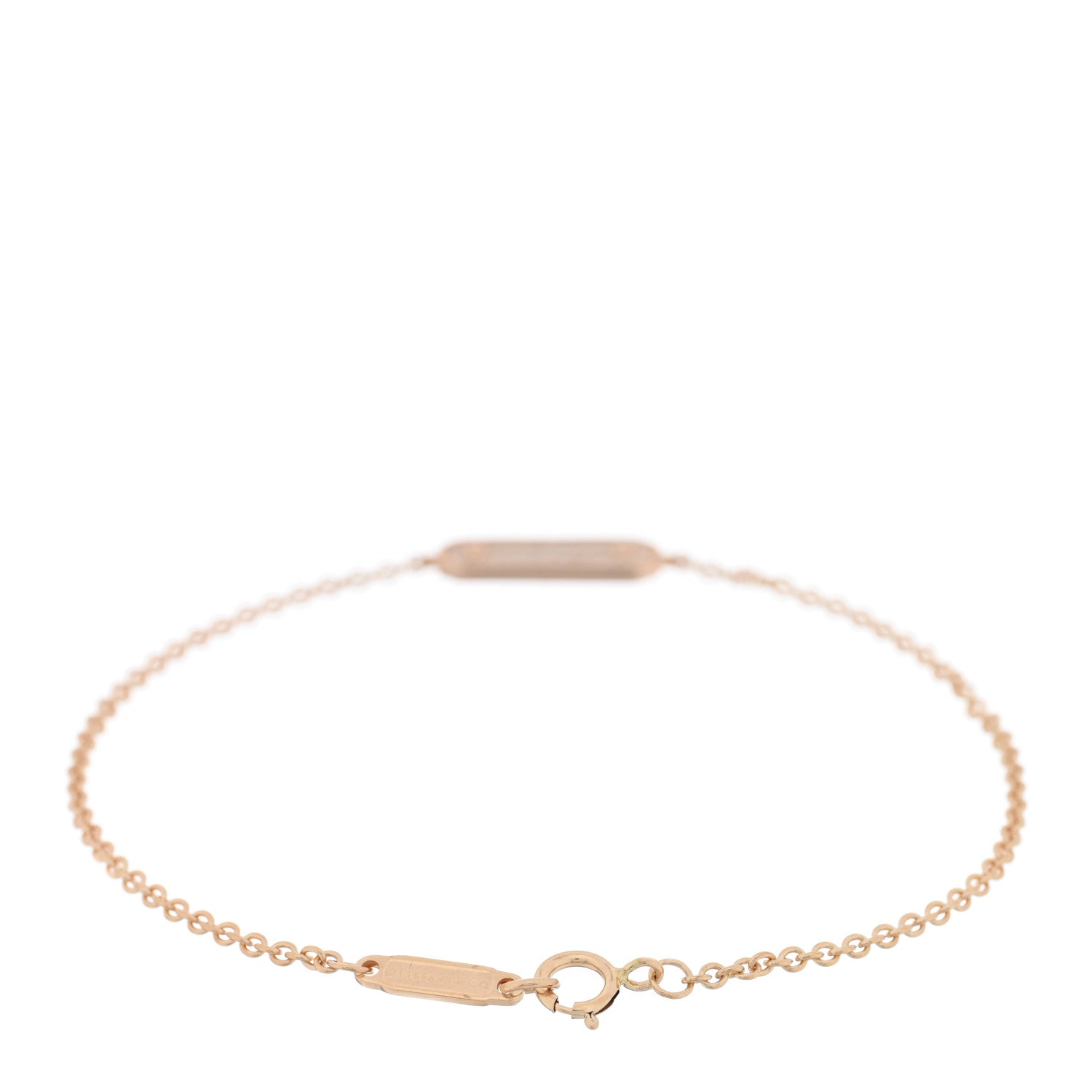 Tiffany 18K Rose Gold Diamond Tag Chain Bracelet 1 of 4