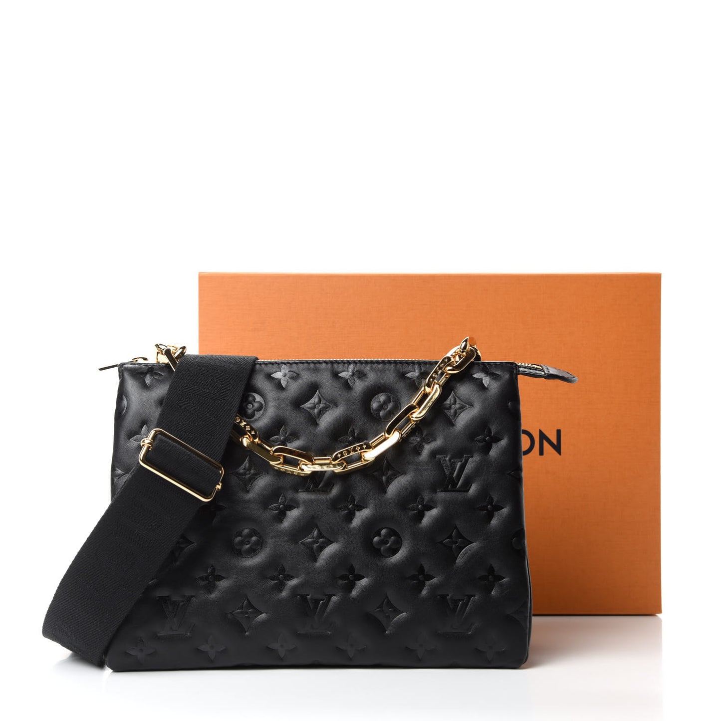 Lambskin Embossed Monogram Coussin PM Black