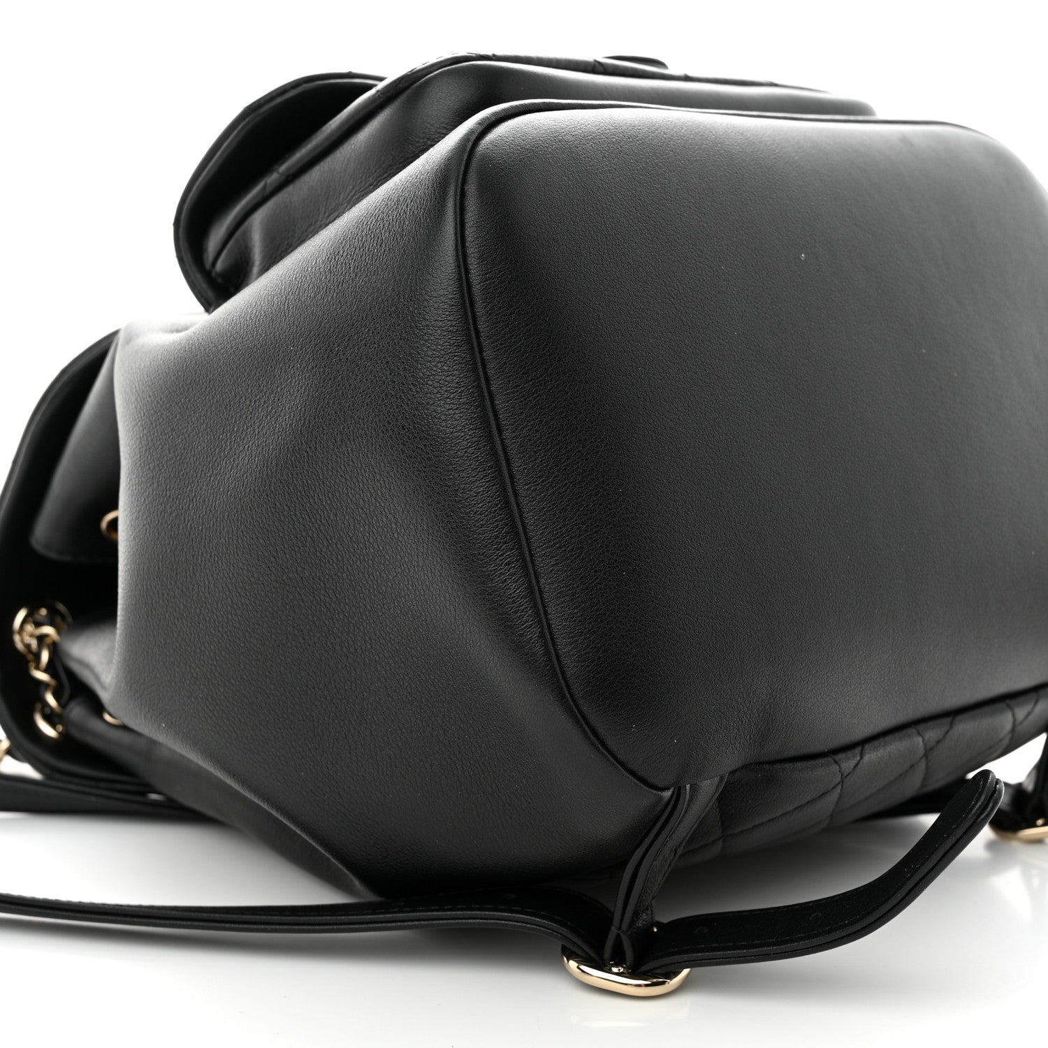 Chanel Lambskin Quilted Large Duma Drawstring Backpack Black 9 of 10
