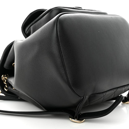 Chanel Lambskin Quilted Large Duma Drawstring Backpack Black 9 of 10