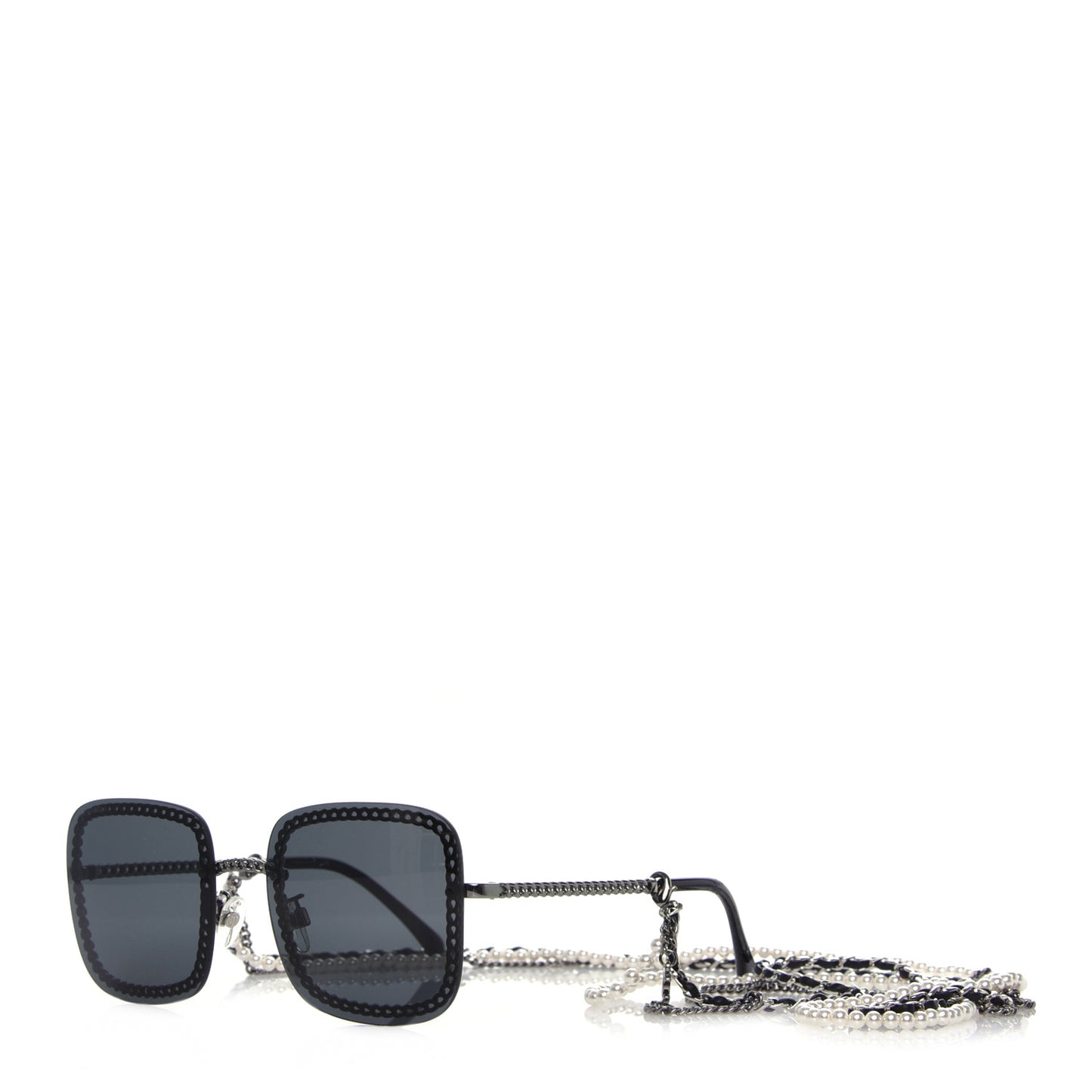Square Removable Chain Pearl Sunglasses 4244 Black