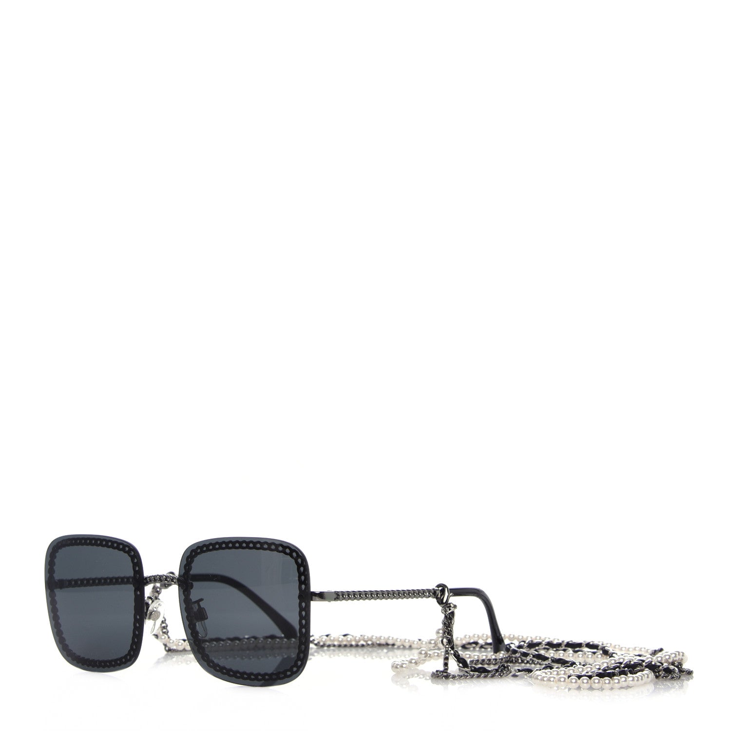 Chanel Square Removable Chain Pearl Sunglasses 4244 Black 1 of 7