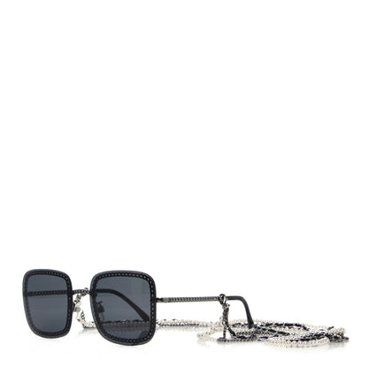 Chanel Square Removable Chain Pearl Sunglasses 4244 Black 1 of 7