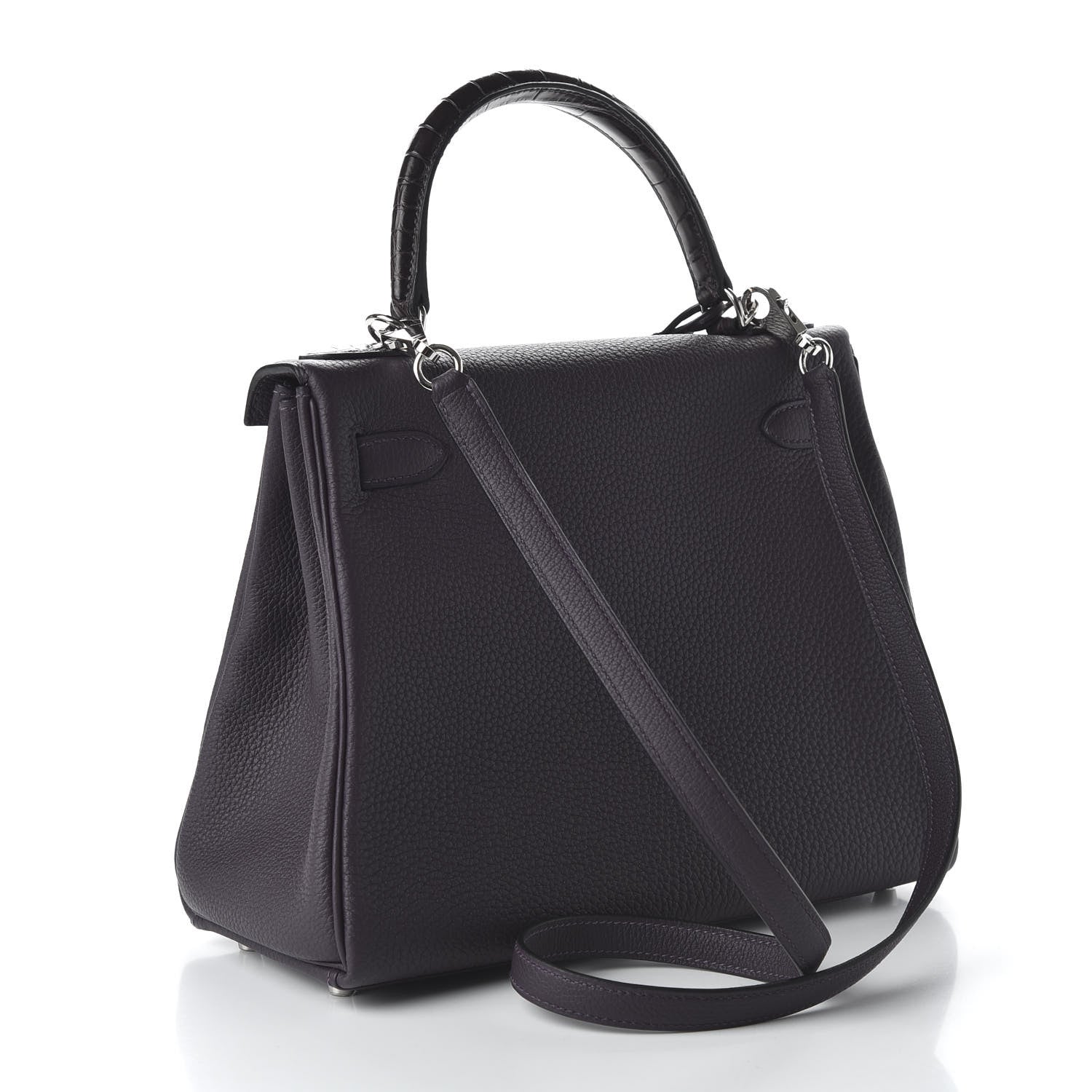Hermes Togo Matte Alligator Kelly Retourne Touch 28 Raisin Prunoir 3 of 36