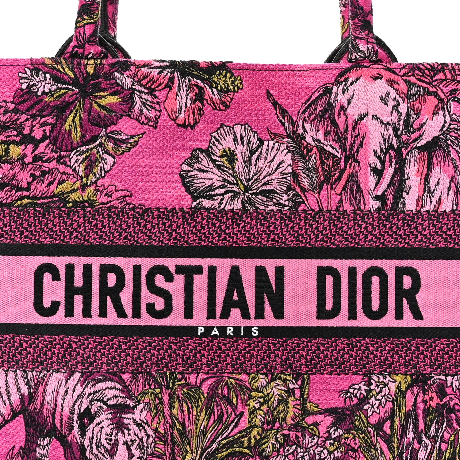 Christian Dior Canvas Embroidered Medium Toile de Jouy Voyage Book Tote Fuchsia Multicolor 8 of 10